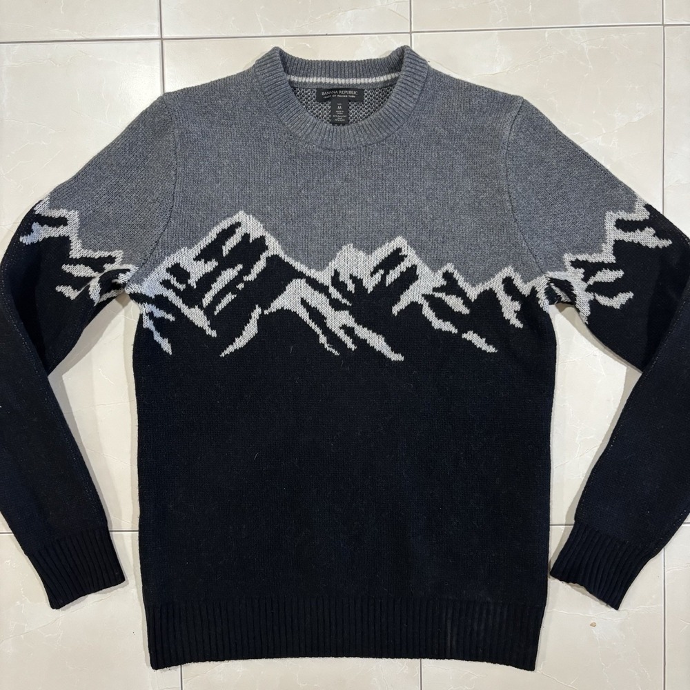 Vintage Eddie Bauer Wool Sweater Men's M Tall Italian Yarn Mountain Ski Snow 90s